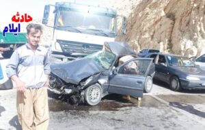 تصادف مرگبار پژو با کامیون در ایلام/فوت کادر مرزبانی+گزارش تصویری