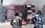 گرمای هوا باعث آتش سوزی در بازارچه مهران شد+فیلم