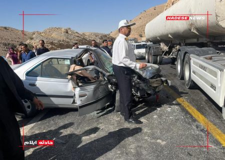 تصادف دو دستگاه سواری در محور ایلام حادثه آفرید+تصاویر