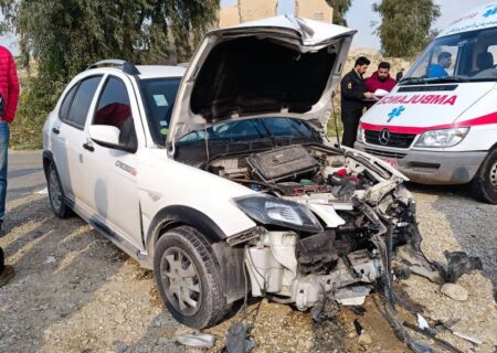 ۴ مصدوم در تصادف شدید تیبا و پراید در سه‌راهی جندالله