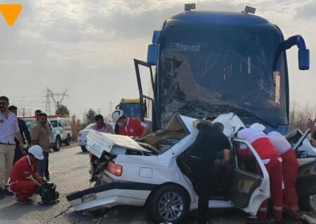 ۳ کشته و یک مصدوم در برخورد اتوبوس با پژو ۴۰۵ در محور دشت‌عباس–دهلران
