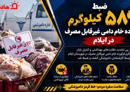 ضبط ۵۸۹ کیلوگرم فرآورده خام دامی غیرقابل مصرف در ایلام