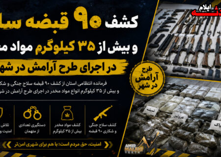 کشف ۹۰ قبضه سلاح و بیش از ۳۵ کیلوگرم مواد مخدر در ایلام