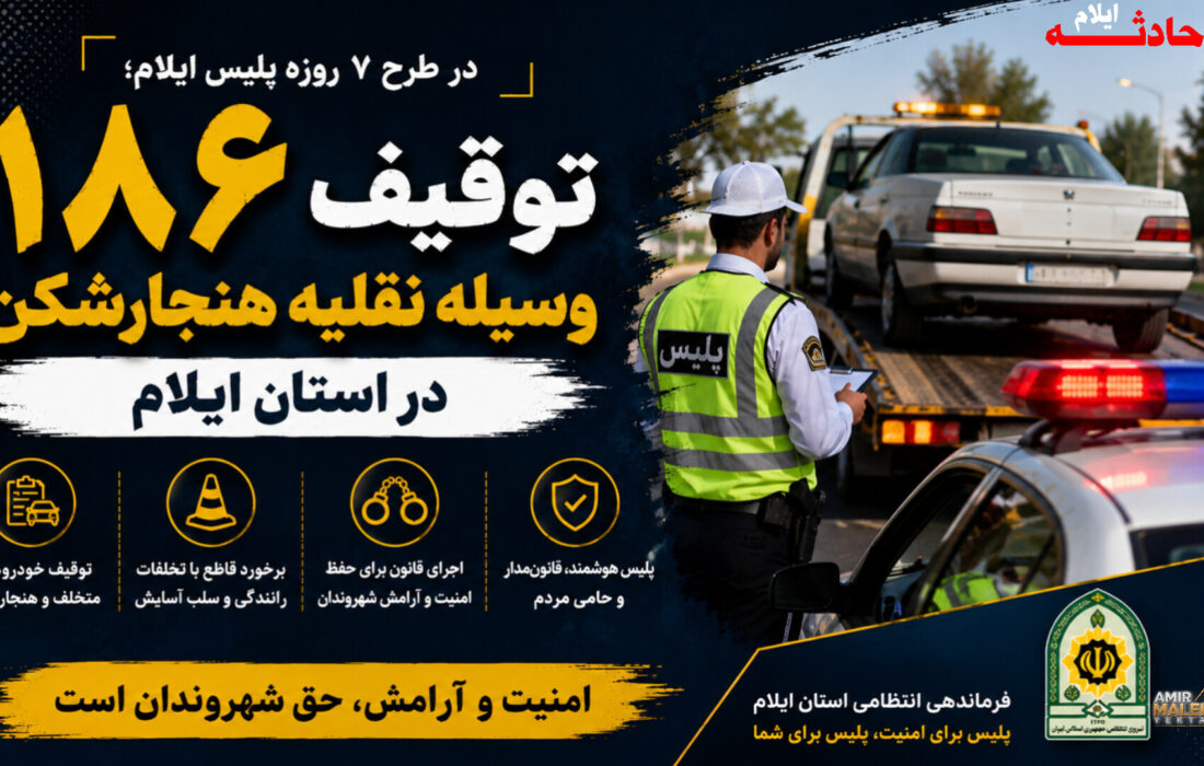 توقیف ۱۸۶ وسیله نقلیه هنجارشکن در طرح ۷ روزه پلیس ایلام