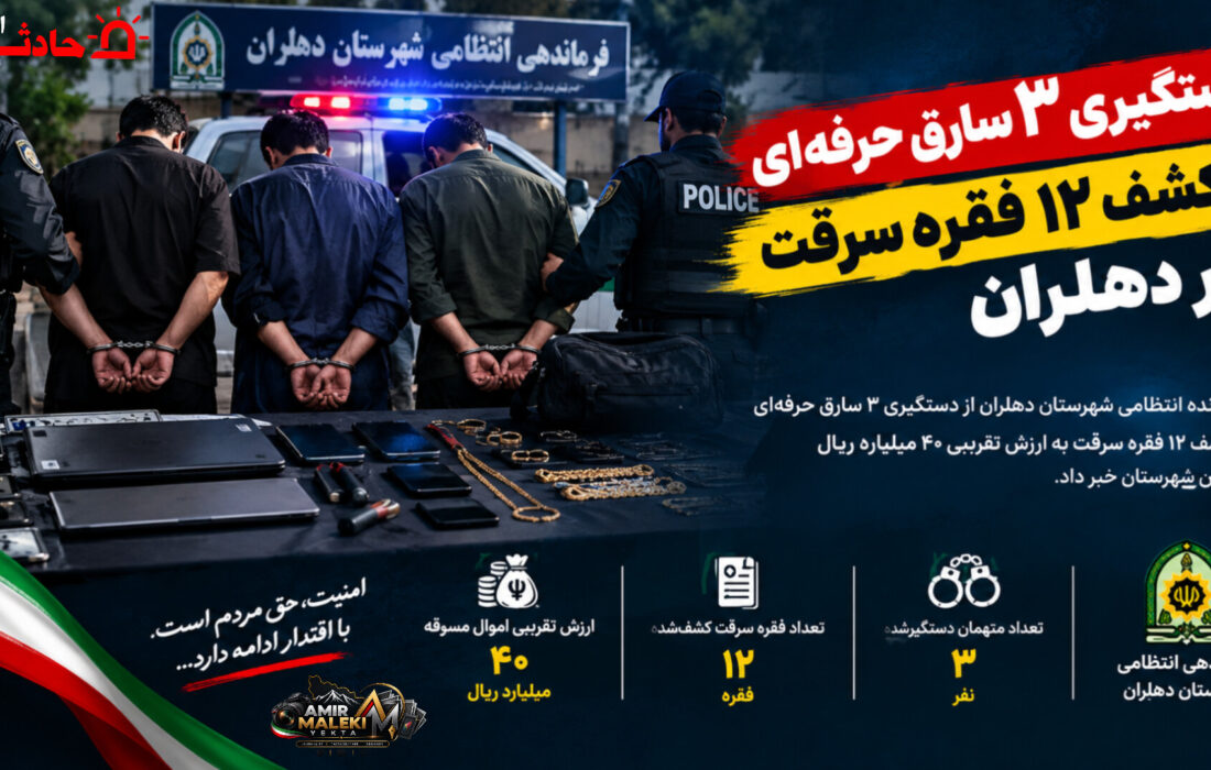 دستگیری ۳ سارق حرفه‌ای و کشف ۱۲ فقره سرقت در دهلران